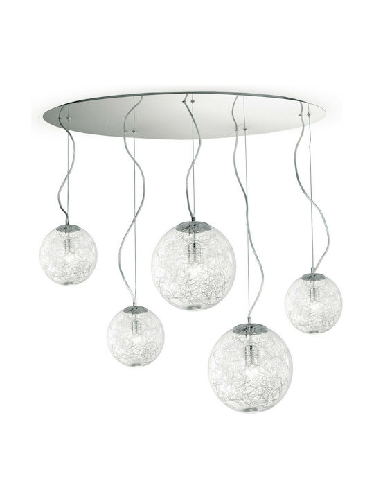 Ideal Lux Mapa Max SP5 Κρεμαστό Φωτιστικό Μπάλα για 5 Λαμπτήρες E27 Ασημί 105x54x110εκ. 091112